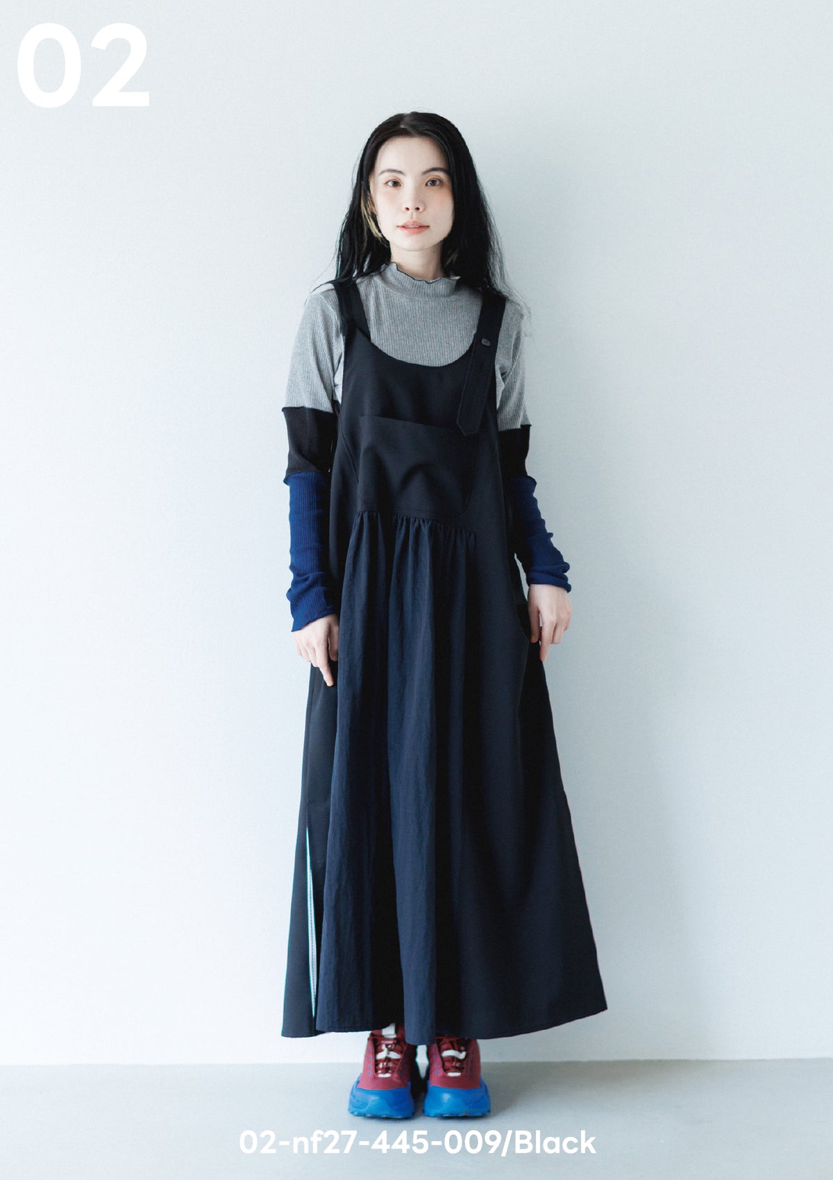 <27SS ご予約分>02-nf27-445-009A ミックスエプロンワンピース