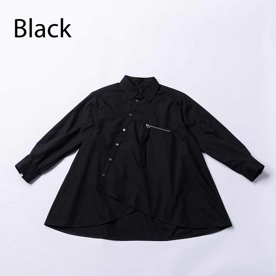 06-nf25-526-035A/アシンメトリージップシャツ