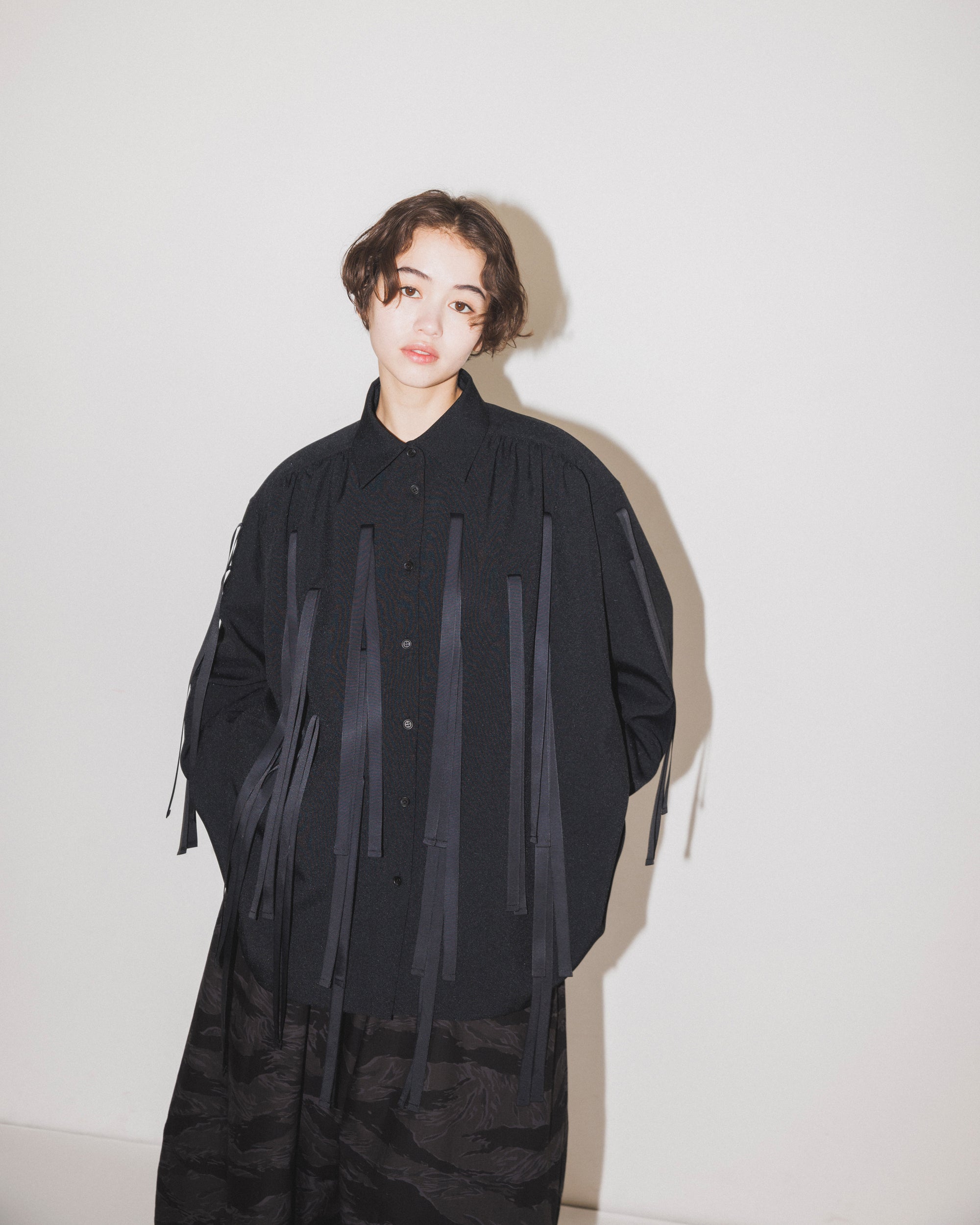 16-nf24-533-009A/リボン シャツ