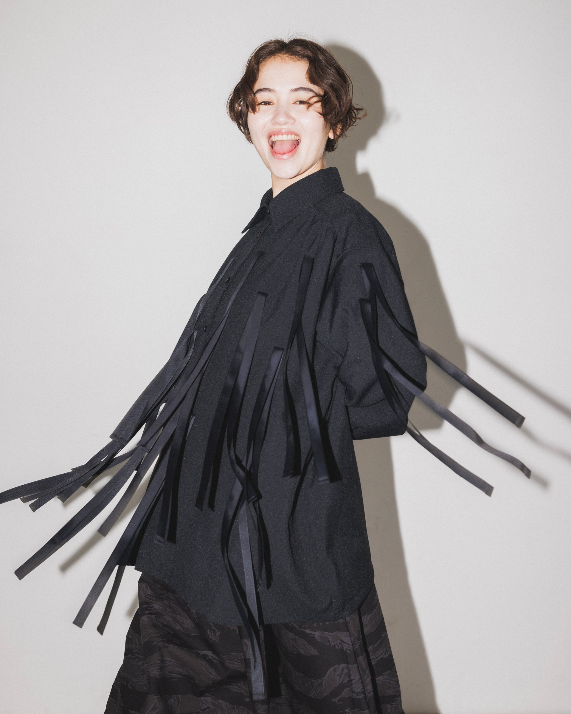 16-nf24-533-009A/リボン シャツ