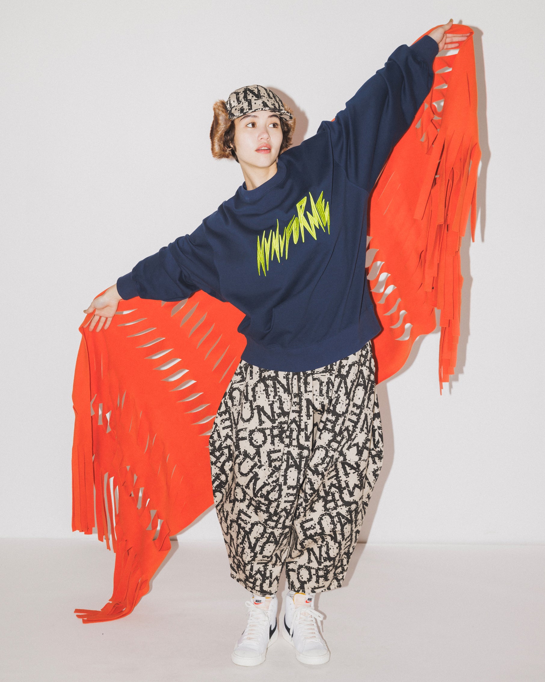 30-nf24-621-244A/NOISE NUNU ロゴ ポインテッド パンツ