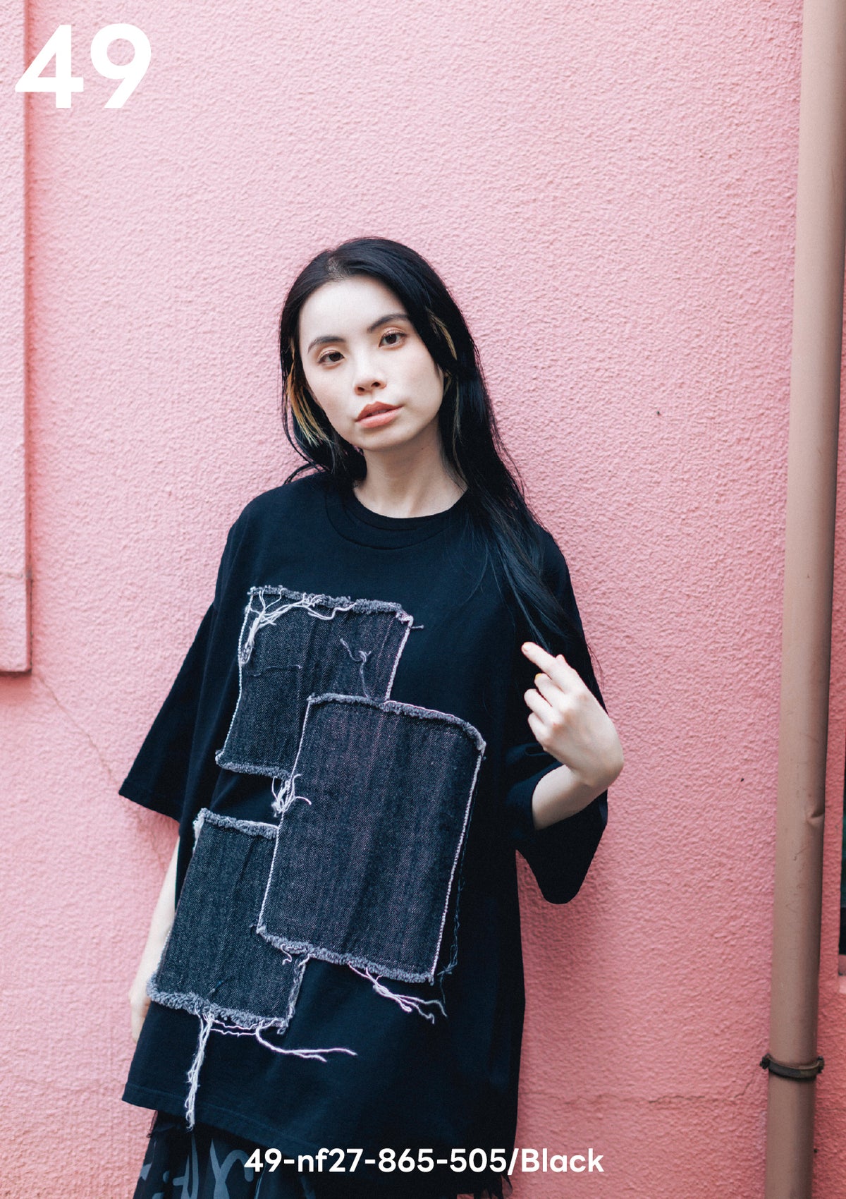 <27SS ご予約分>49-nf27-865-505A デニムパッチTシャツ