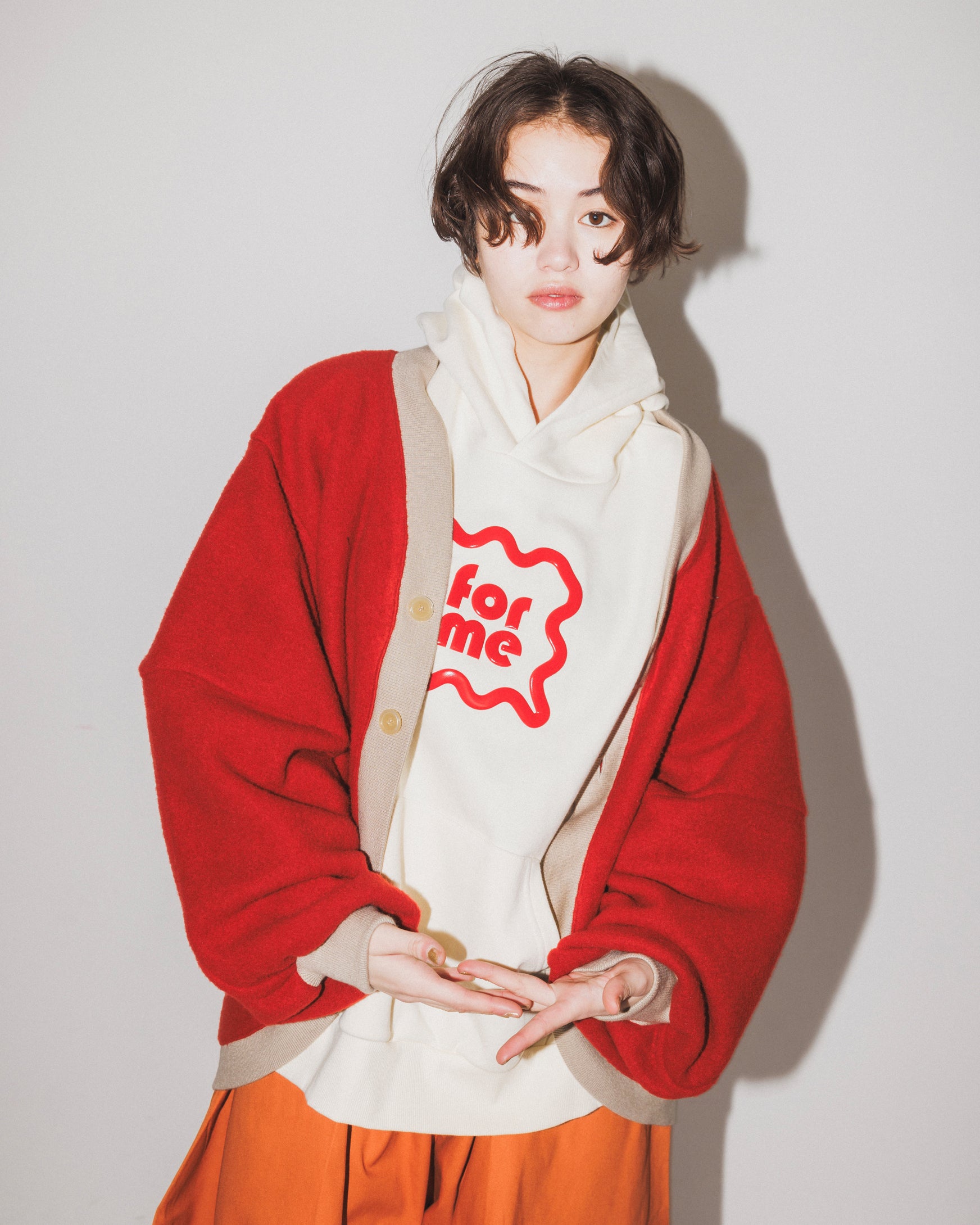 53-nf24-818-718A/ポインテッド スリーブ カーディガン