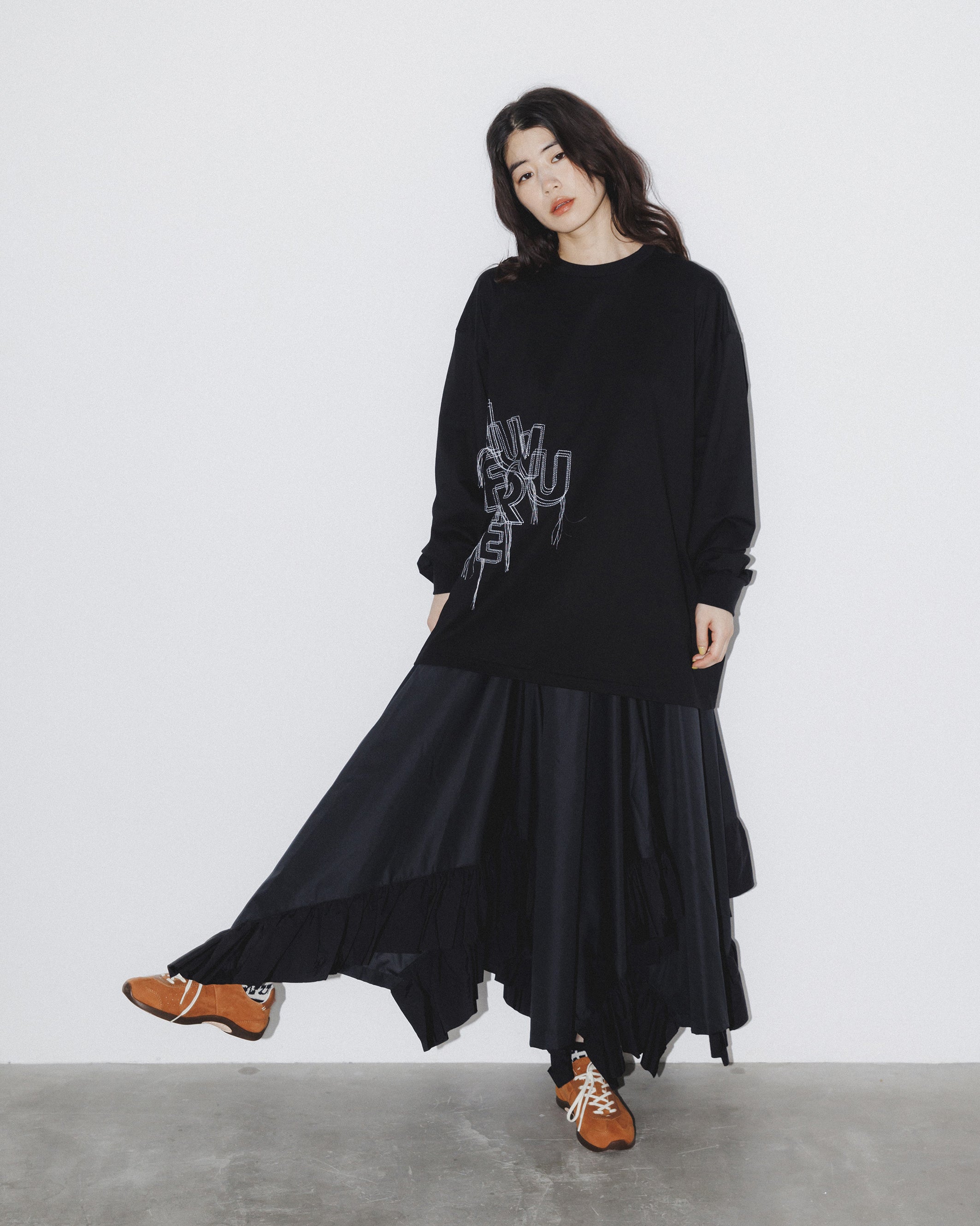 12-nf25-533-033A/イレギュラーフリルスカート