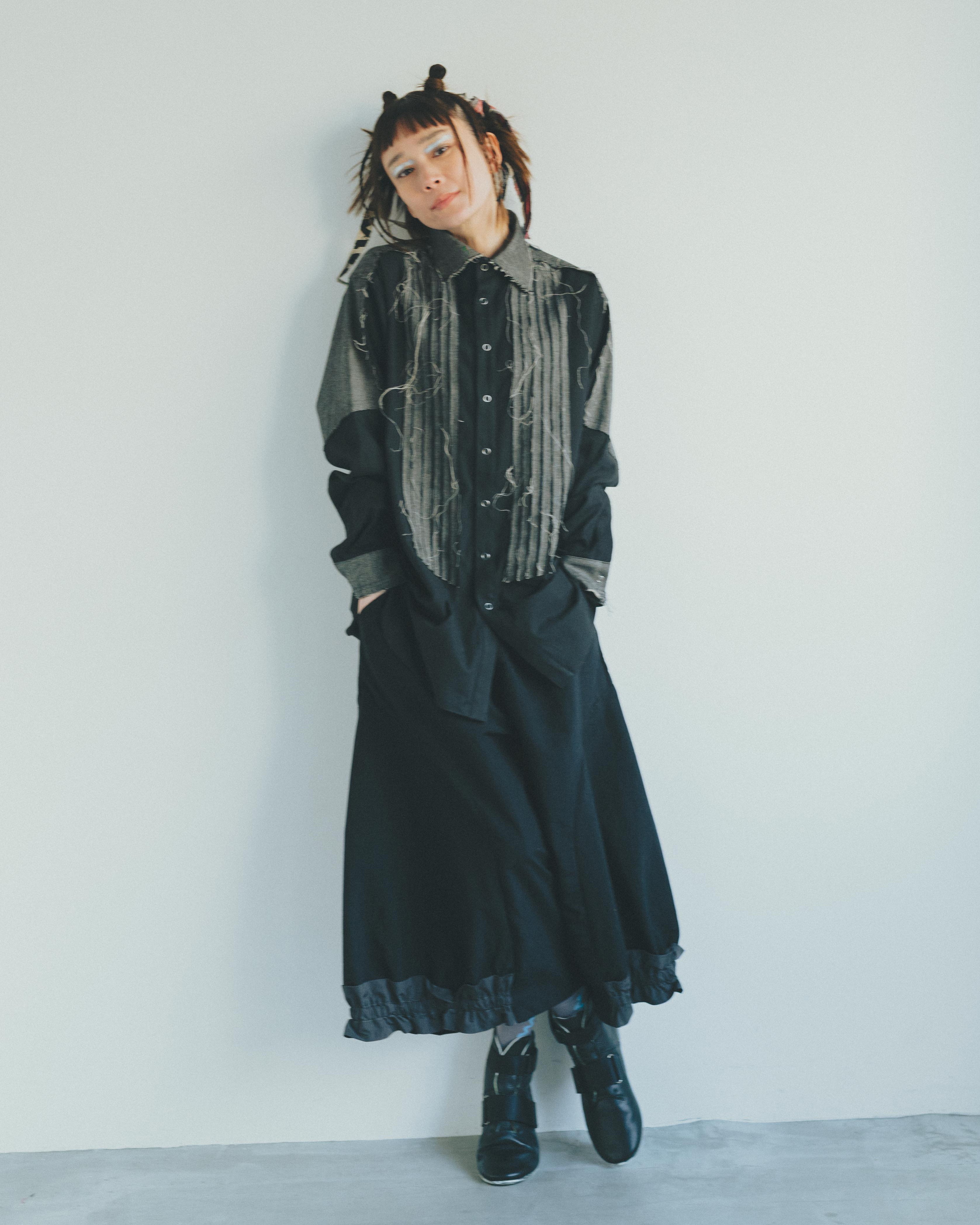 25-nf22-518-012A/裁ち切りツイルシャツ