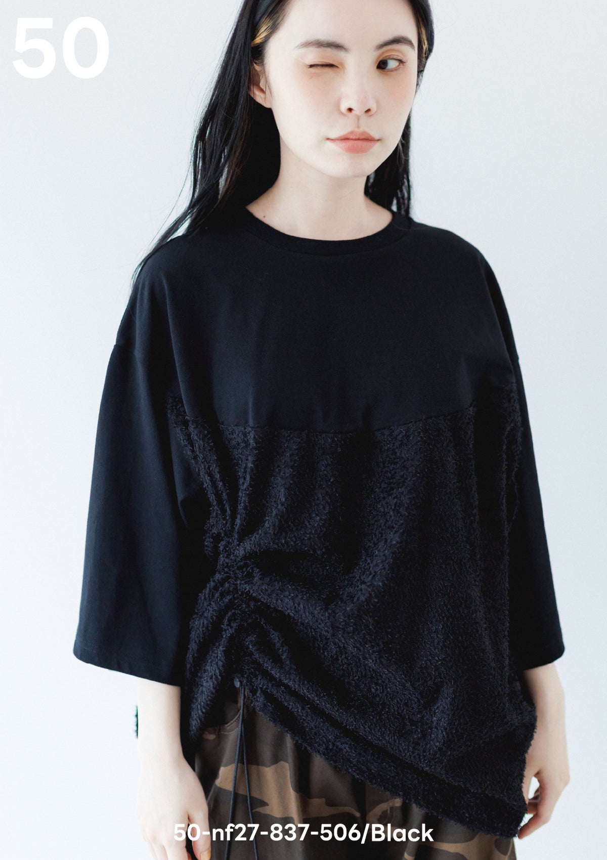 <27SS ご予約分>50-nf27-837-506A ラウンドドロストＴシャツ