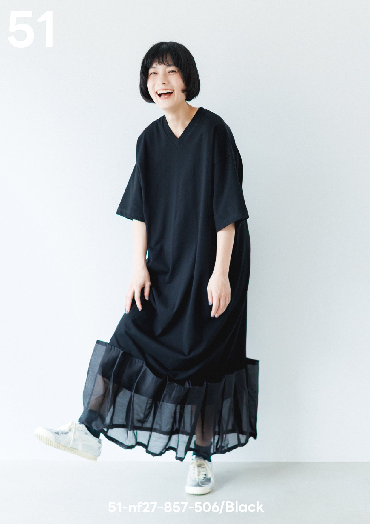 27SS ご予約分>51-nf27-857-506A/ADULT/アーチフリルワンピース