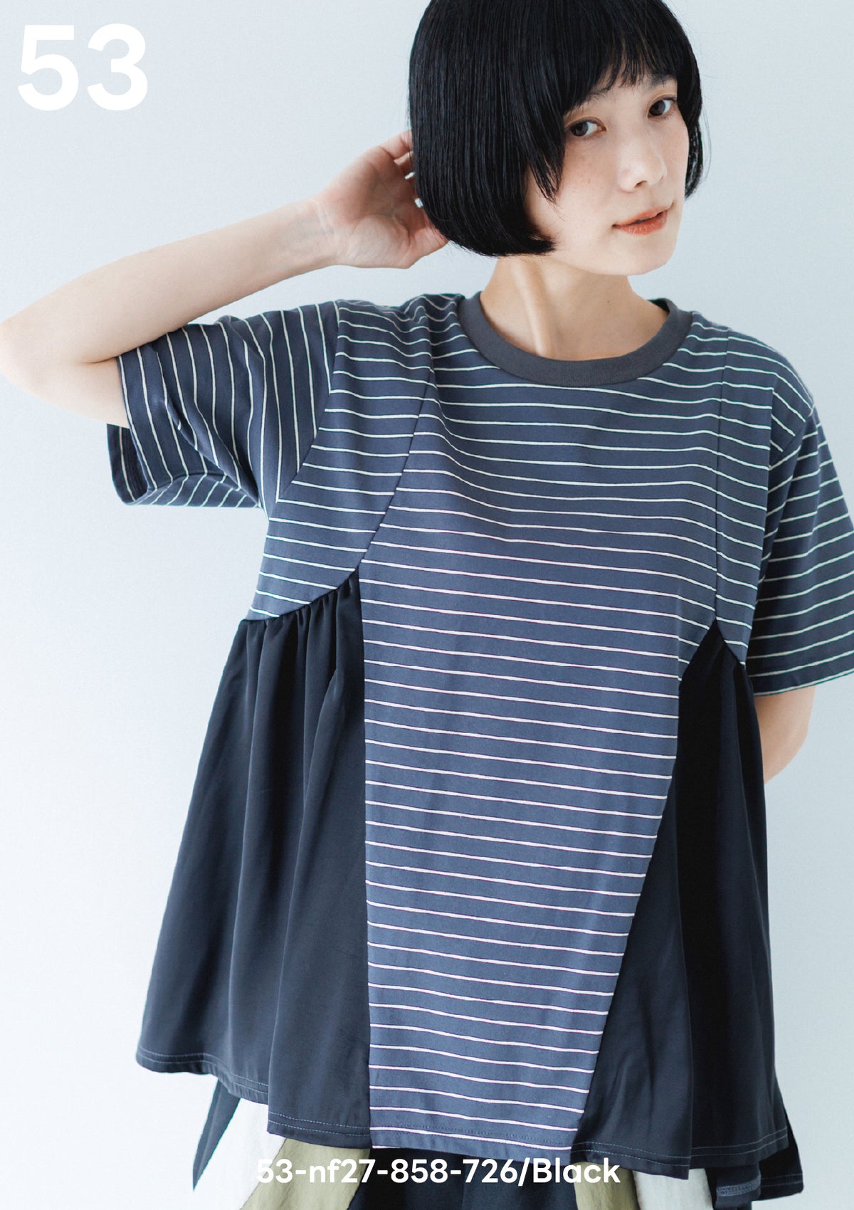 <27SS ご予約分>53-nf27-858-726A サイドギャザーＴシャツ